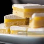 Home baked lemon bars with marshmallow topping.