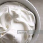 Overhead of a bowl of whipped cream